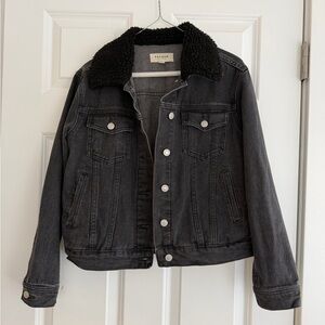 PacSun Black Jean Jacket with Sherpa Collar